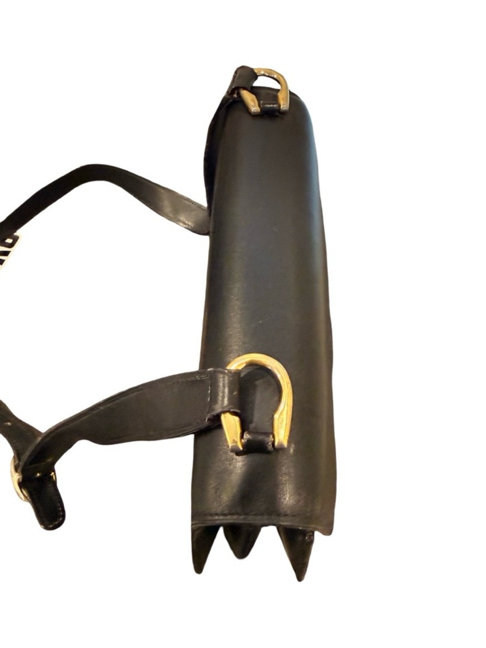 Vintage Gucci Black Leather Shoulder Bag Gold G Clasp Made in Italy Classic - Picture 6 of 17